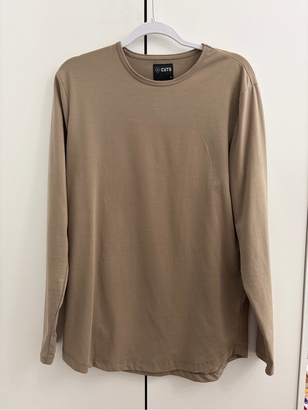 Cuts Clothing Men's Long Sleeve Crew in Taupe Brown